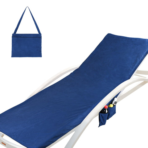 Kato Tirrinia Sandproof Beach Chair Towel Cover with Side Pockets, 198×79cm Extra Large Microfiber Beach Towel