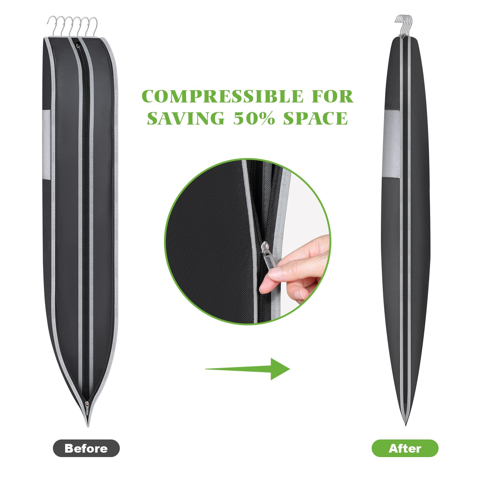 KEEGH Space Saving Suit Covers and Garment Bag with Self Comression Zipper