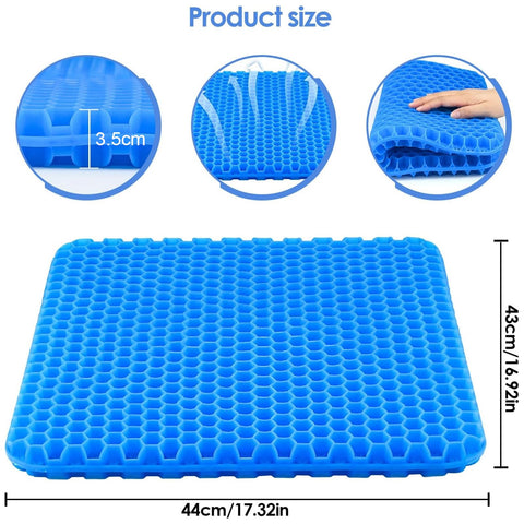 wiksite Gel Seat Cushion, Honeycomb Design Double Thick Gel Cushion with Cloth Cover Ergonomic & Cool Seat Cushion for Home Office Chair Car