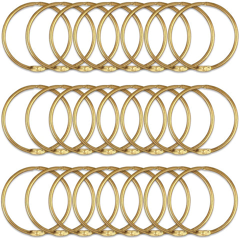 24Pcs Shower Curtain Rings, Rustproof Metal Round Shower Ring Hooks for Bathroom, Decorative Shower Curtain Rings for Shower Rods Curtains (Gold)