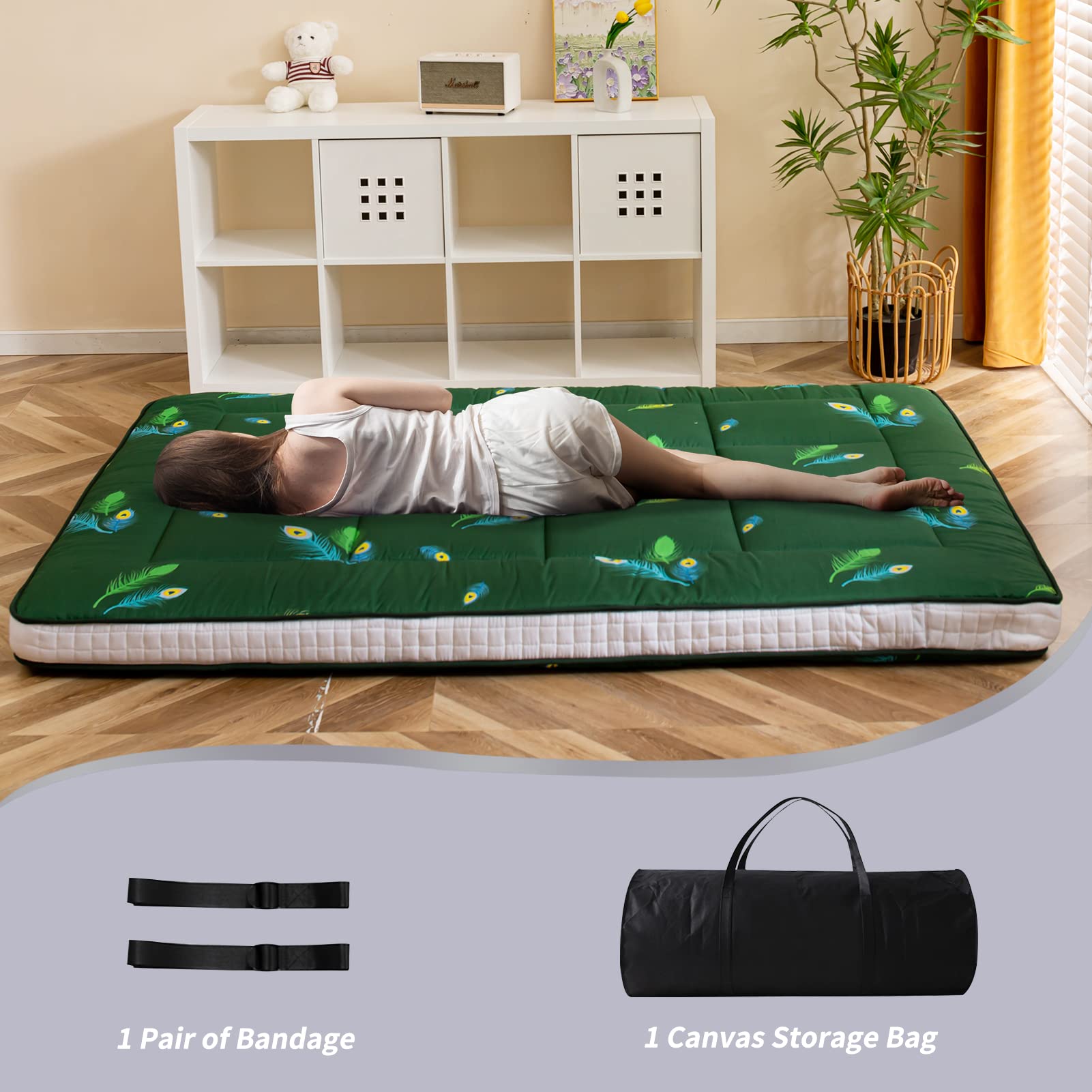 MAXYOYO Futon Mattress, Padded Japanese Floor Mattress Quilted Bed Mattress Topper