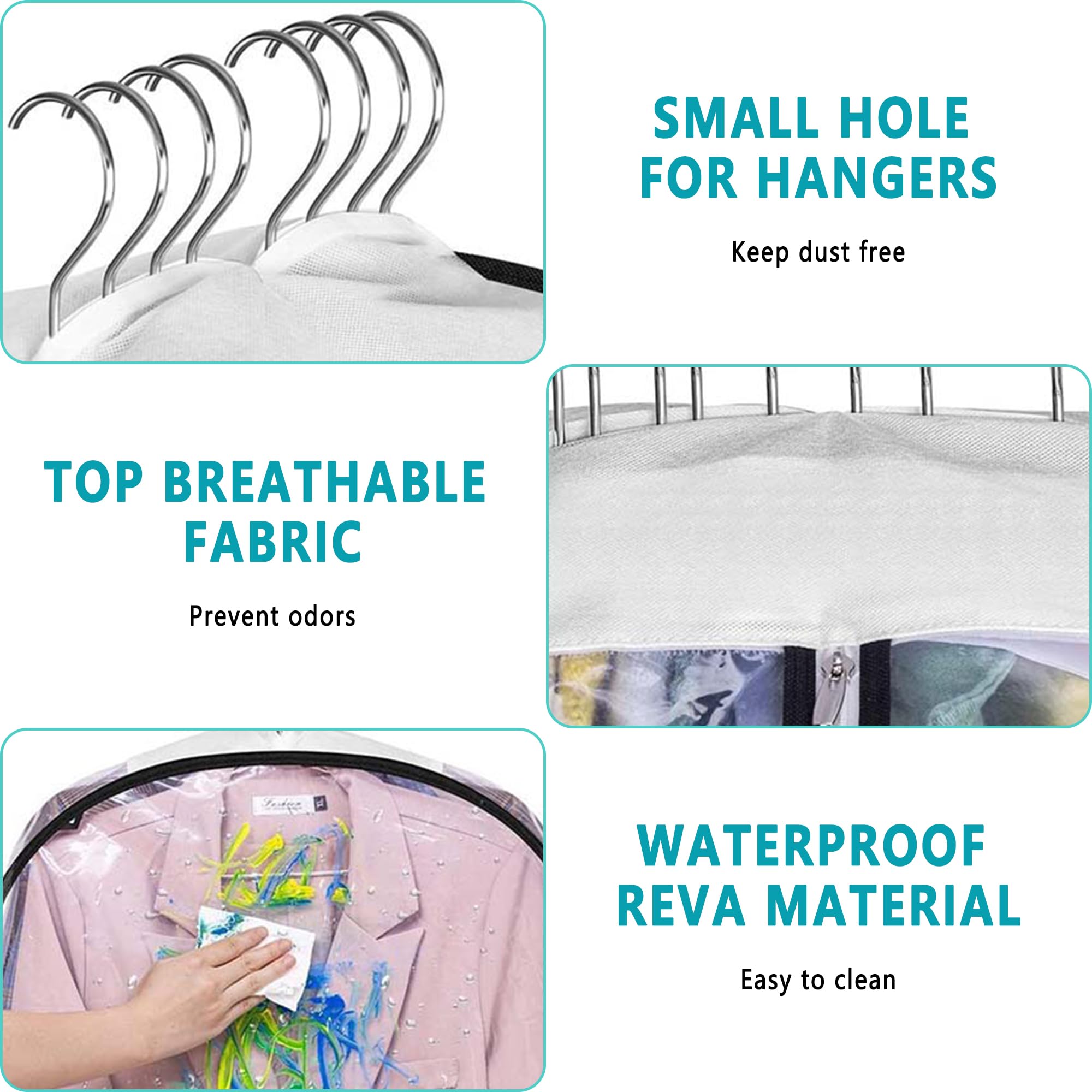 Garment Bags for Clothes 4 Pack: 60" Clear Long Dress and Suit Covers