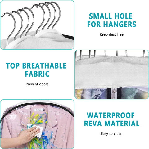 Garment Bags for Clothes 4 Pack: 60" Clear Long Dress and Suit Covers