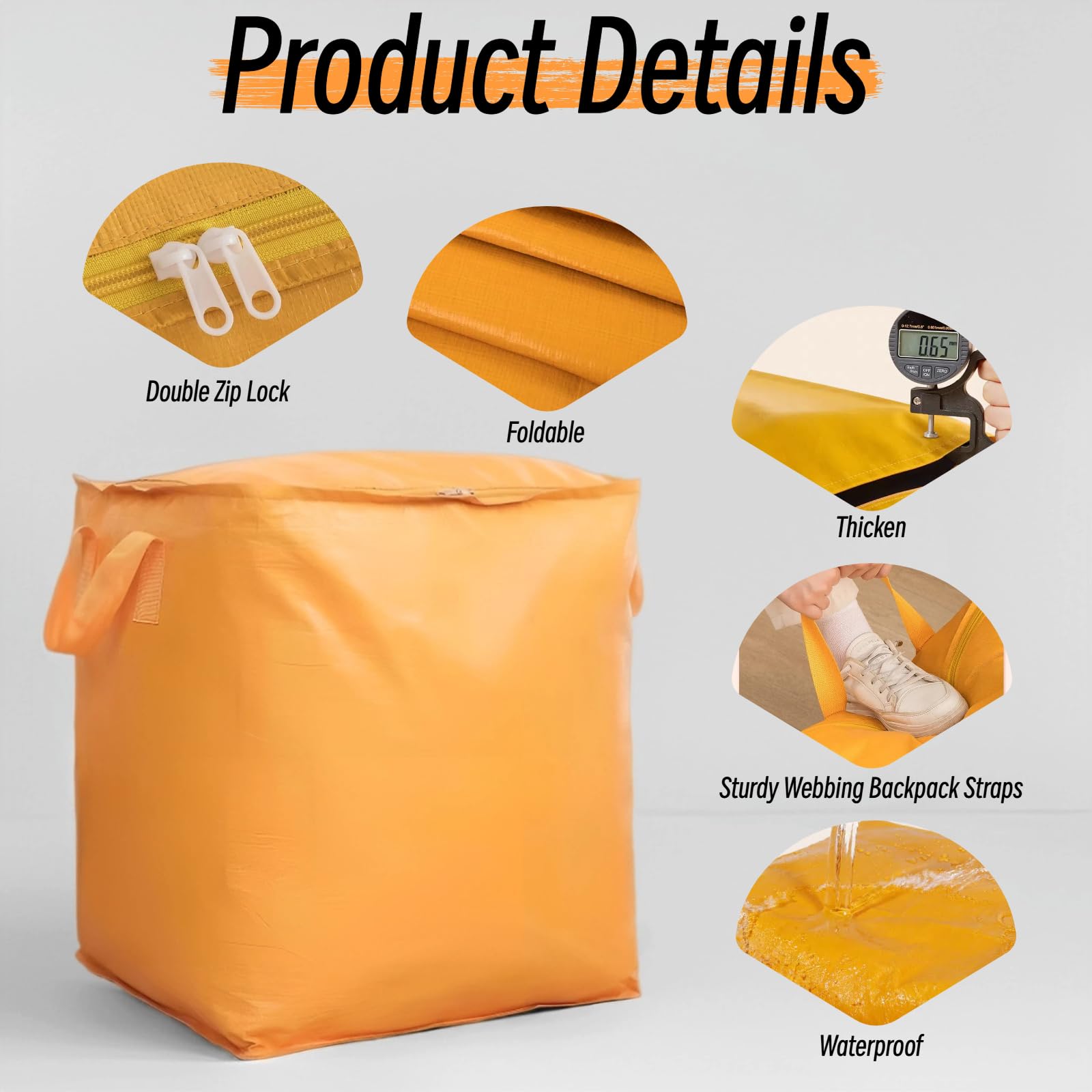 3-Pack 240l Large Moving Bags – Heavy Duty Waterproof Removal Bag with Double Zip Pulls,Ideal for Moving, College Dorms, Loft Storage