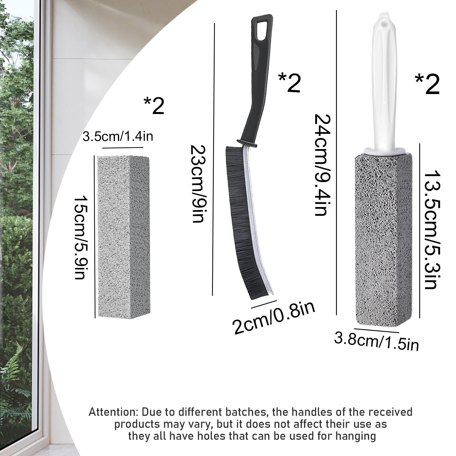 6 Pcs Pumice Stone for Toilet Cleaning, with Non-Slip Long Plastic Handle