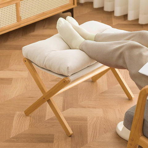 bimiti Foot Stool Bamboo Folding Foot Rest Foldable Ottoman Seat