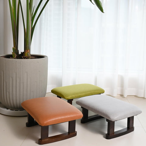 Small Footstool Office Under Desk Ottoman Padded Hassock 16.1"(41cm) x 6.7"(17cm) with Wooden Legs Modern Living Room Bedroom Work nail salon Compact