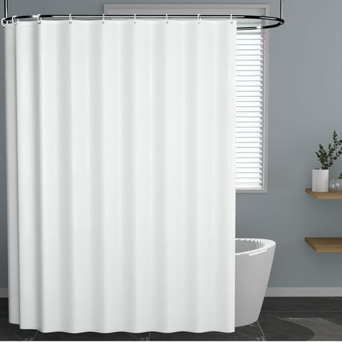 AwmnSrman White Shower Curtain - Shower Curtains for Bathroom with 12 Shower Curtains Hooks