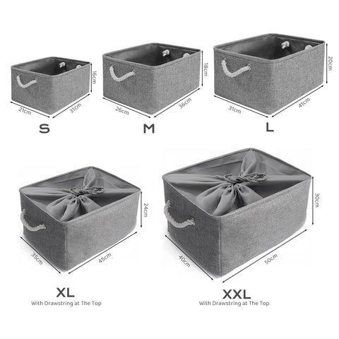 Mangata Collapsible Storage Boxes, Open Storage Baskets for Shelves 3 Pack (Grey, Medium)