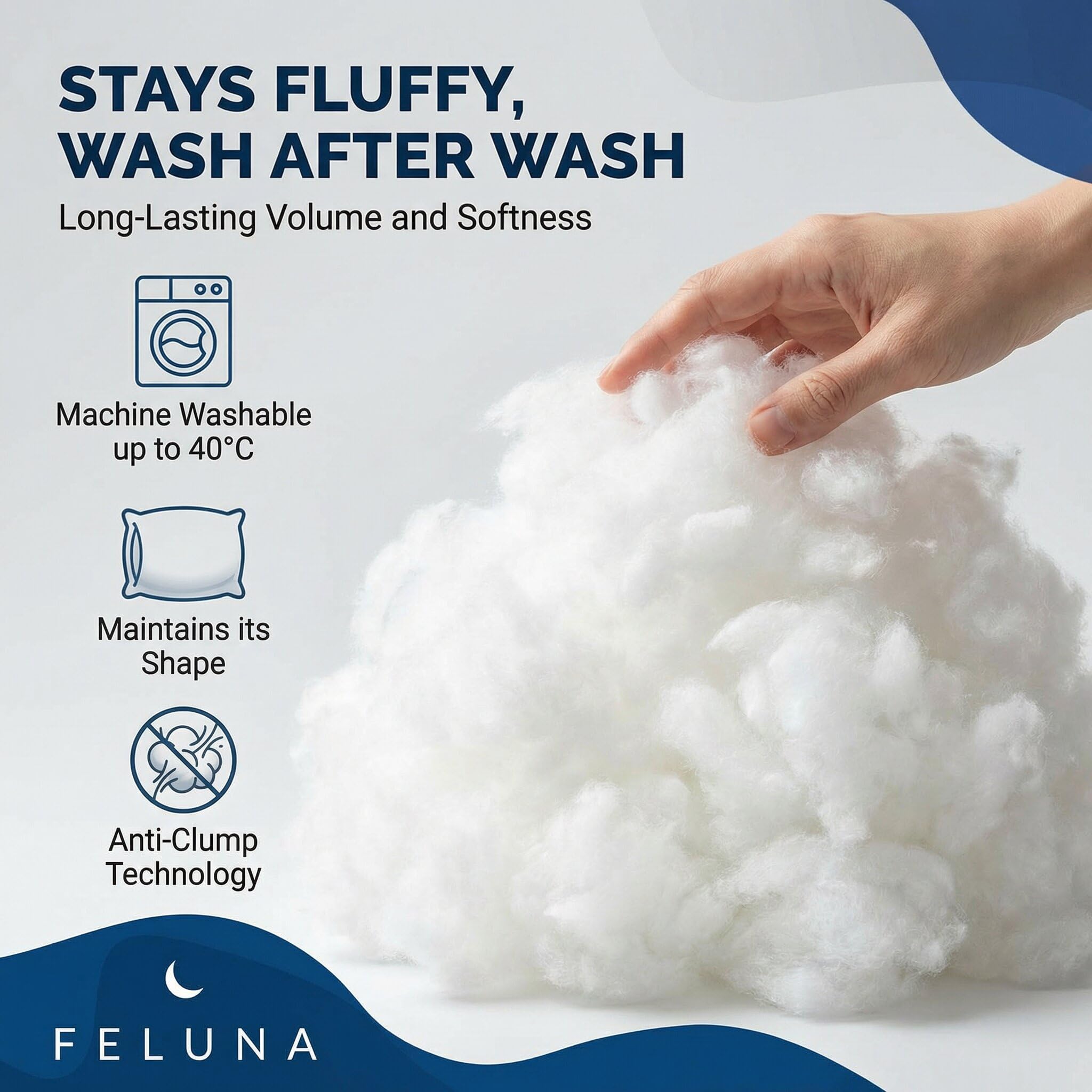 Feluna® Polyester Cushion Filling Stuffing - Washable, Oeko-Tex