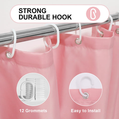 LUKDUNG 180 x 220 cm Polyester Textile Shower Curtain Anti-Mould for Bathroom, Curtain for Bathtub Shower Made of Fabric Waterproof Washable Shower