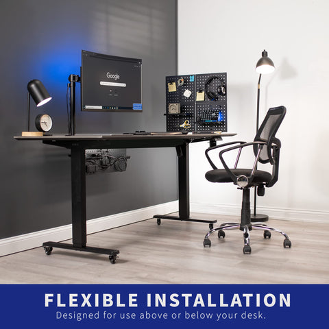 VIVO Steel Clamp-on Desk Pegboard, 30cm x 51cm Privacy Panel, Magnetic Peg Board, Office Accessory Organizer, Above or Under Desk Placement, Black