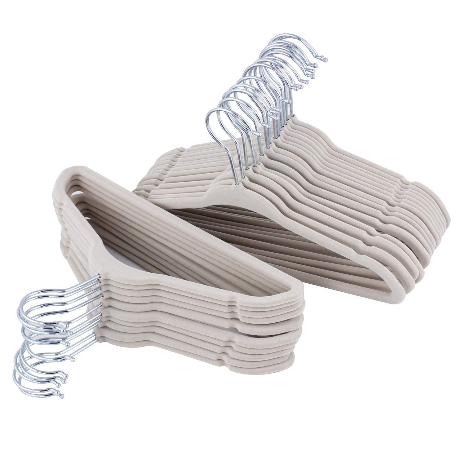 ETAOLINE Baby Velvet Hangers for Kids Clothes, 25-Pack Beige