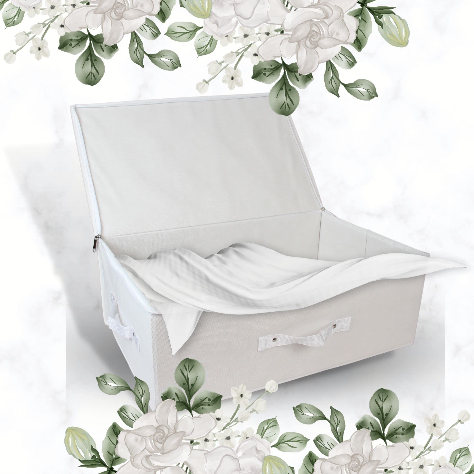Hoesh UK - White Medium Wedding Dress Box With Lid & Acid Free Tissue - Bridal Gown Storage, Under Bed Clothes Storage