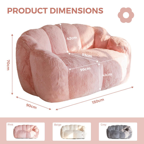 MAXYOYO Floral Shaped Bean Bag Includes Filling, Loveseat Sofa, Faux Fur