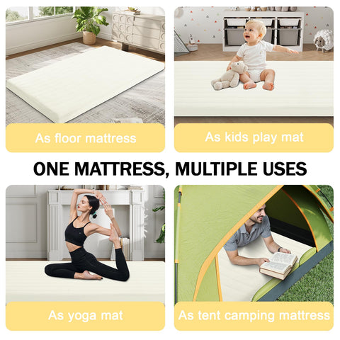 MeMoreCool Roll Up Floor Mattress Small Single 190x75cm, Beige