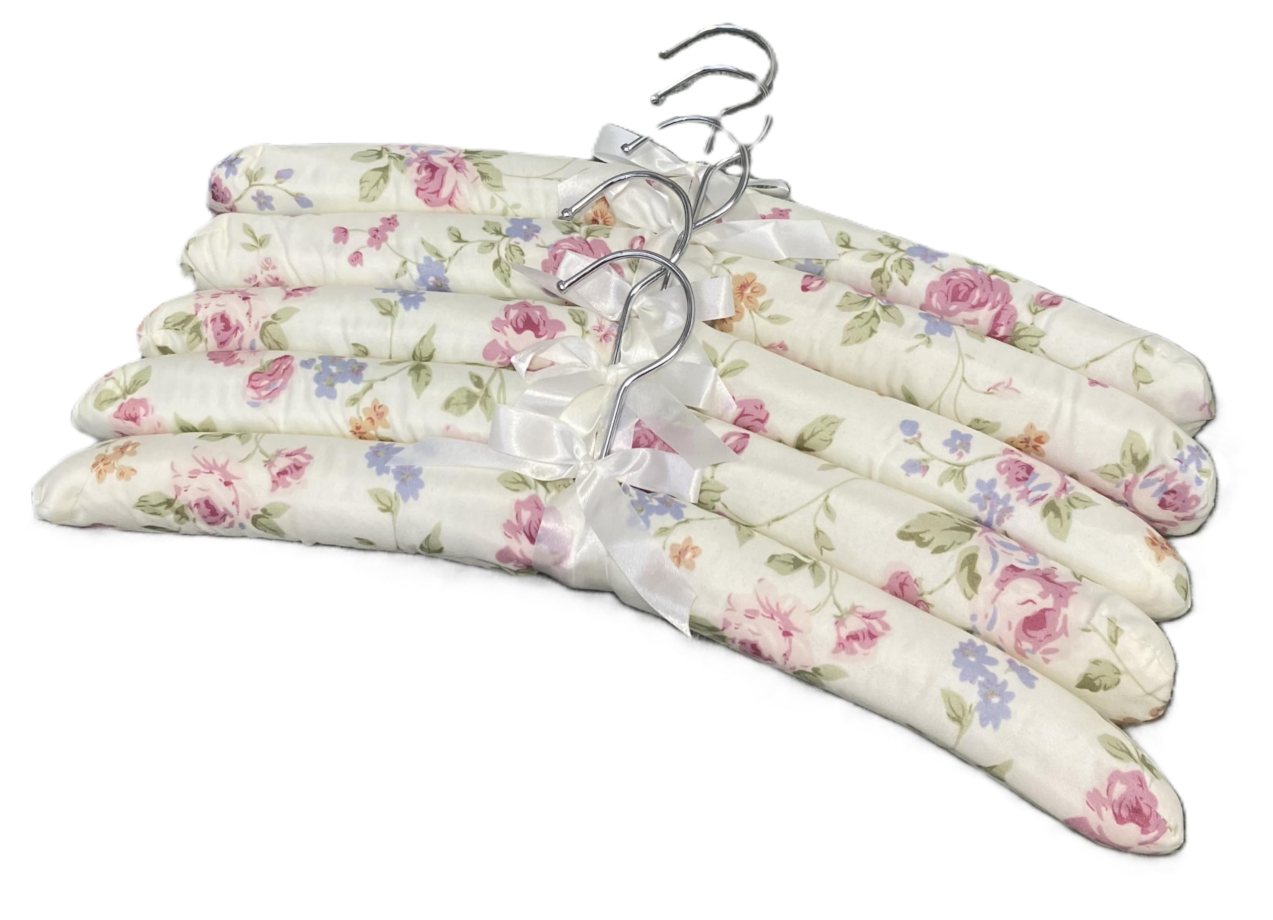 Pack of 5 Quality Padded Clothes Hangers ~ Several Patterns to choose from ... (Elegance)
