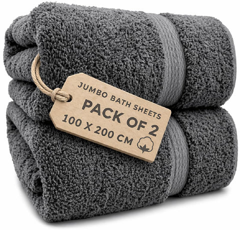 EDB 2X Extra Large Super Jumbo Bath Sheets Towels 100 cm W x 200 cm L Body Wrap Premium Quality 100% Egyptian Cotton Beach, Gym, Spa