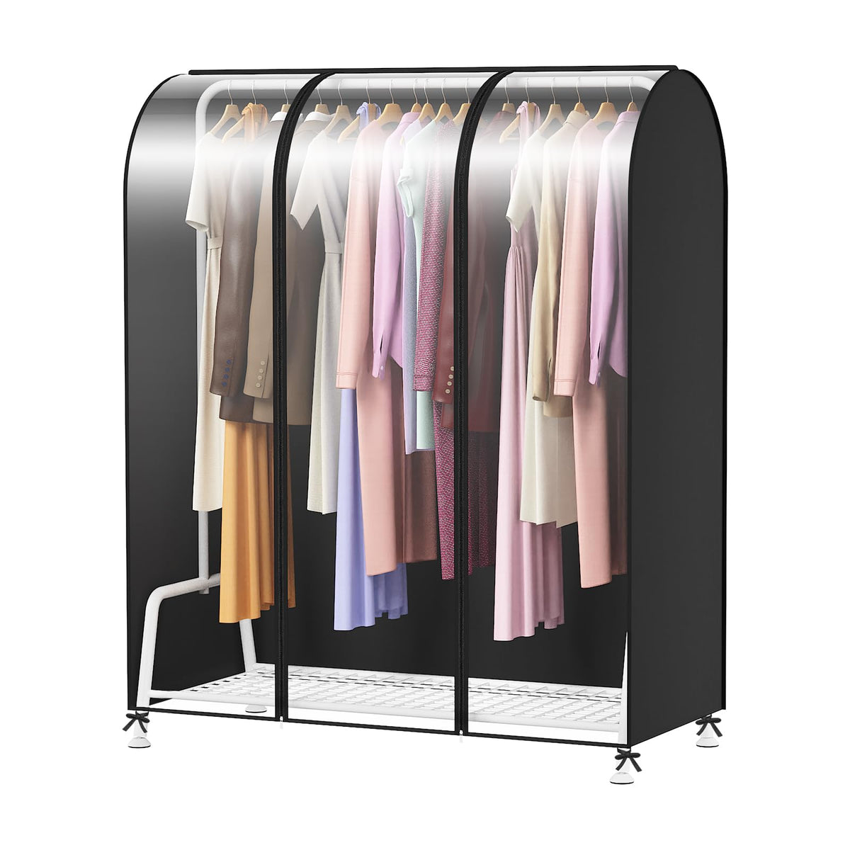 Syeeiex 4ft Transparent Clothes Rail Cover with Double Strong Zipped