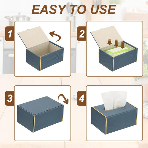sourcing map Tissue Box Cover, Rectangle Modern Tissue Box Holder with Magnetic Closure for Living Room Bedroom Office Hotel Desk