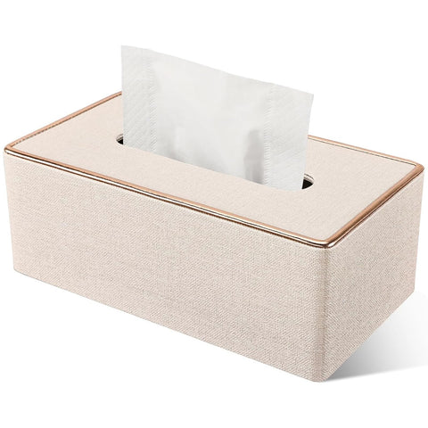 Rarapop Tissue Box Cover, PU Leather Tissue Case Holder, Rectangular Tissue Box Cover, Tissue Paper Dispenser for Bathroom Home Office Car Decoration