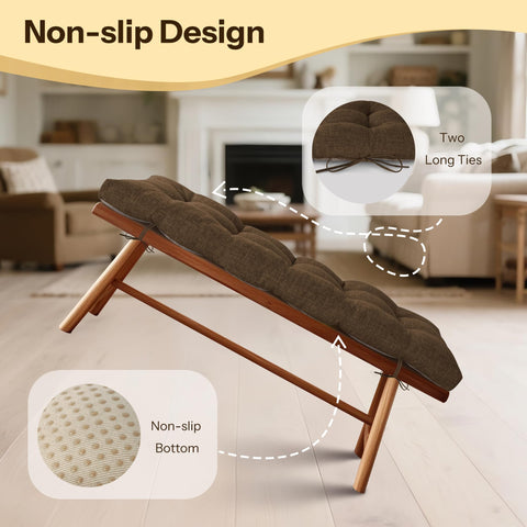 FlyGulls Indoor Bench Cushion for Indoor Furniture 106x40cm Light Coffee
