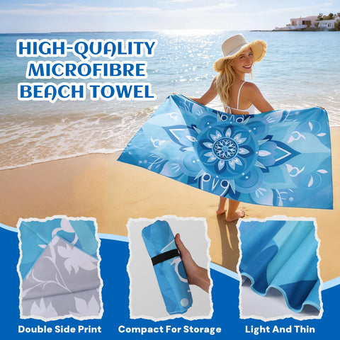 Anavasi 2 Pack Microfibre Beach Towels for Adults, 180 x 90 cm with Net Bag
