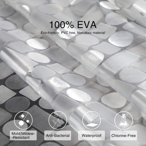 WELTRXE Shower Curtain Mould Proof Resistant, Waterproof Shower Curtains Liner, Heavy Duty EVA Bathtub Curtain with Magnets and Hooks, Weighted Hem