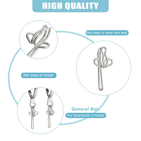Metal Curtain Hooks 100 Pieces for heavy curtains (silver,2.9x1.2cm)