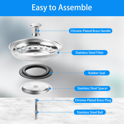 Sink Strainer Plug Replacement 79mm Stainless Steel Thickened Sink Stopper