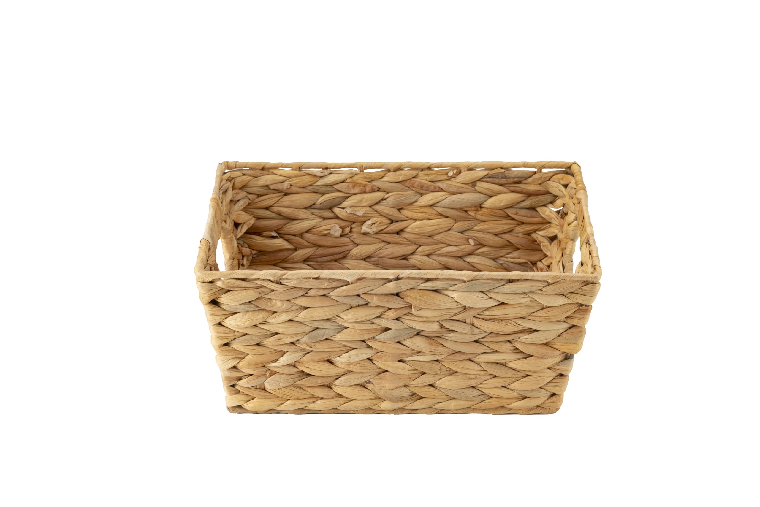 ECHTWERK Water Hyacinth Storage Basket, Rectangular, 35 x 25 x 16 cm, Natural Colours, Wicker Basket, Stackable for Bathroom, Office & Living Room
