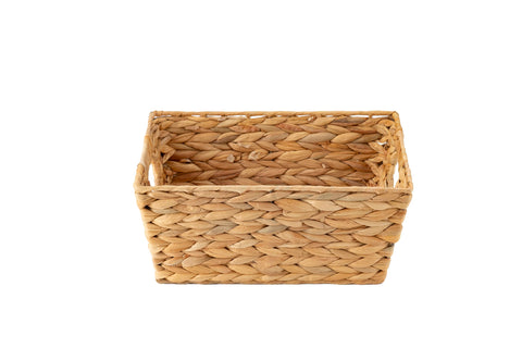 ECHTWERK Water Hyacinth Storage Basket, Rectangular, 35 x 25 x 16 cm, Natural Colours, Wicker Basket, Stackable for Bathroom, Office & Living Room