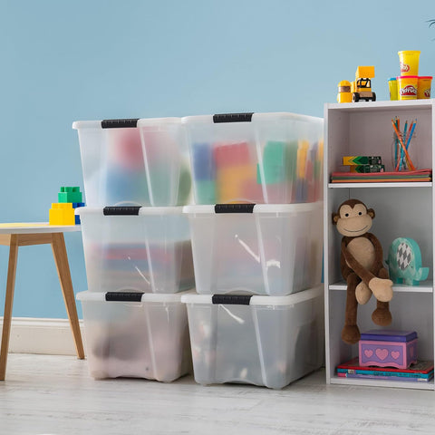 IRIS Plastic Storage Bin, Pearl, 40 Qt. -6 Pack