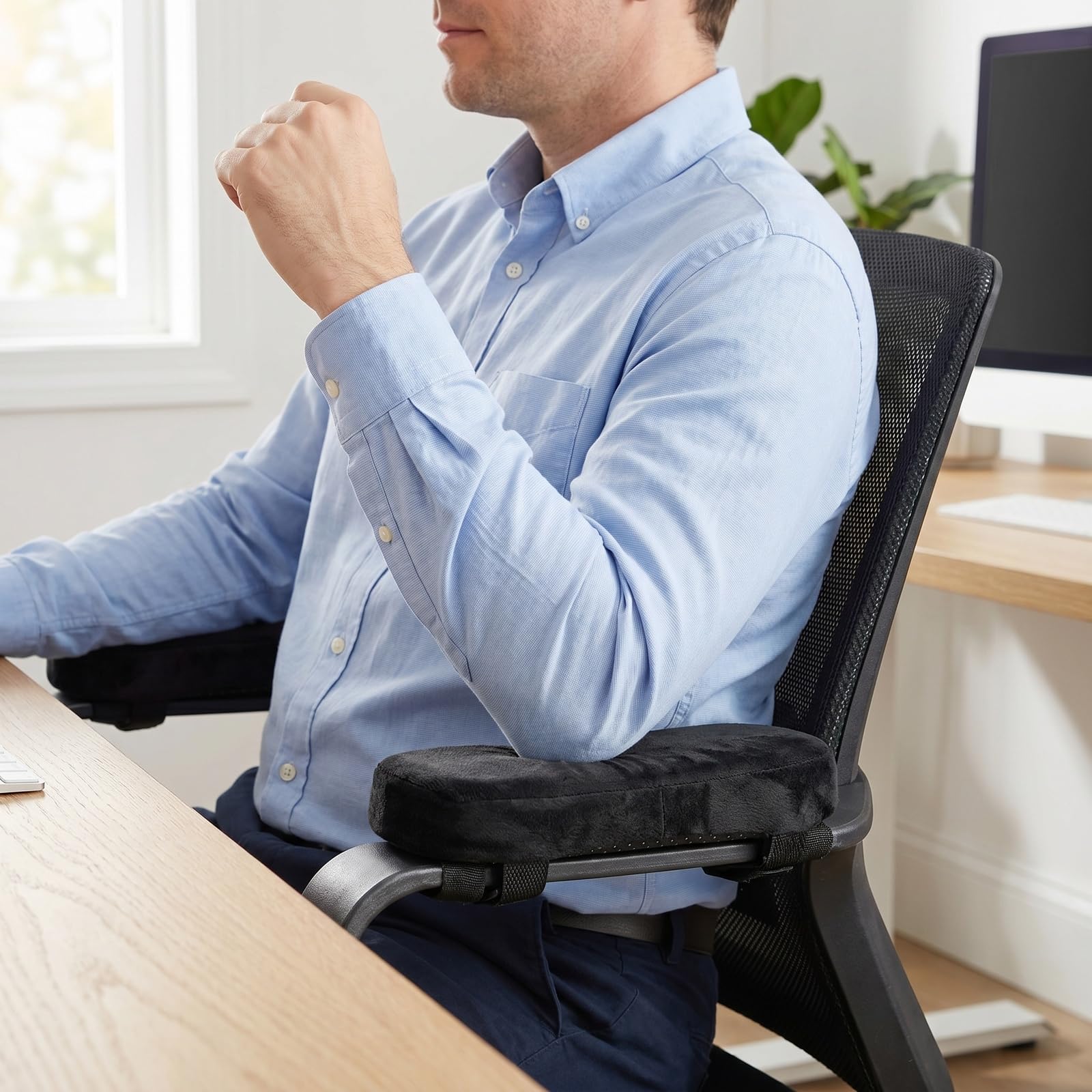 2 Pack Ergonomic Office Chair Armrest Pads, Memory Foam Arm Covers