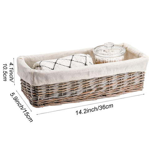 SOUJOY 2 Pack Wicker Bathroom Basket,36×15×10.5 cmToilet Paper Basket Organizer, Toilet Tank Top Storage Bin with Removable Liner