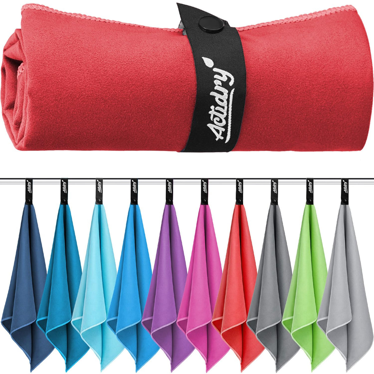 Actidry Microfibre Towel - light and absorbent - 9 colours S M L XL sizes - great for beach, sports and outdoor activity - S (40 x 80 cm) 2 pieces