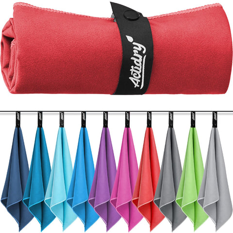 Actidry Microfibre Towel - light and absorbent - 9 colours S M L XL sizes - great for beach, sports and outdoor activity - S (40 x 80 cm) 2 pieces
