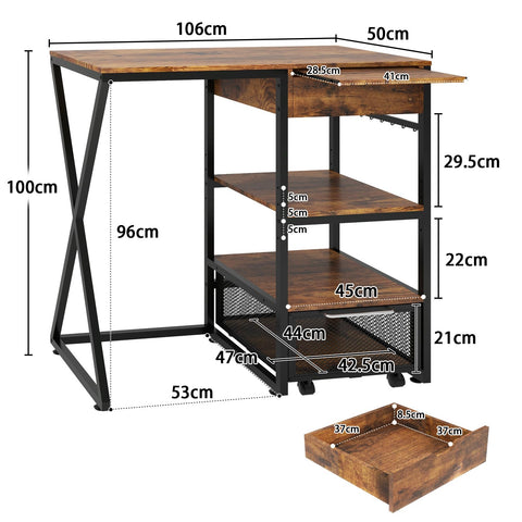 PUNCIA Coffee Bar Cabinet with Mini Fridge Space for Dorm Kitchen Retro