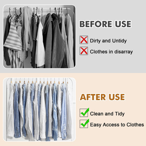 Hejo 30 Pack Plastic Clothes Covers, 60×90cm Clear Clothes Bags Hanging