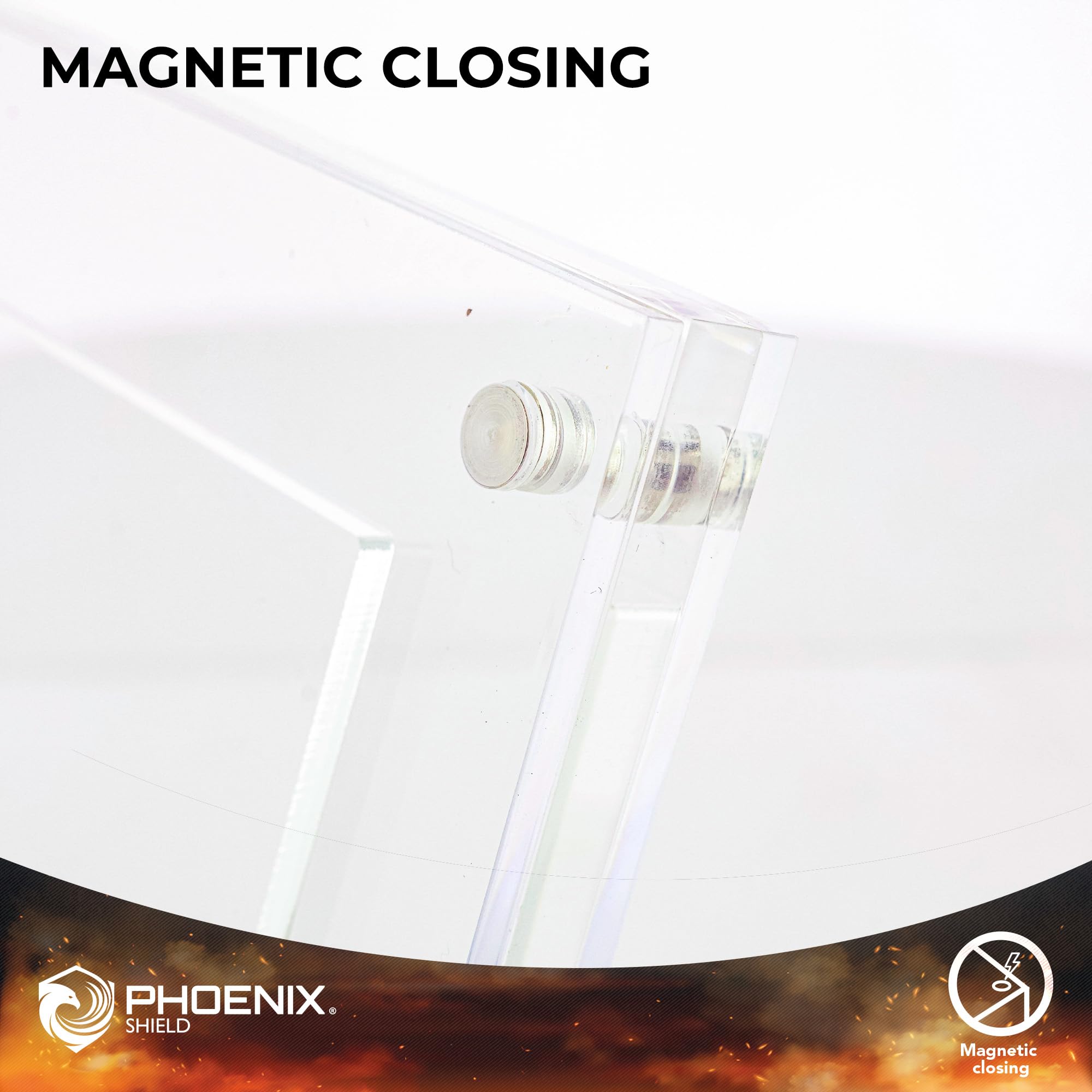PHOENIX SHIELD | Transparent Acrylic Display Stand for 4 Boosters, Protection and Display of Trading Cards
