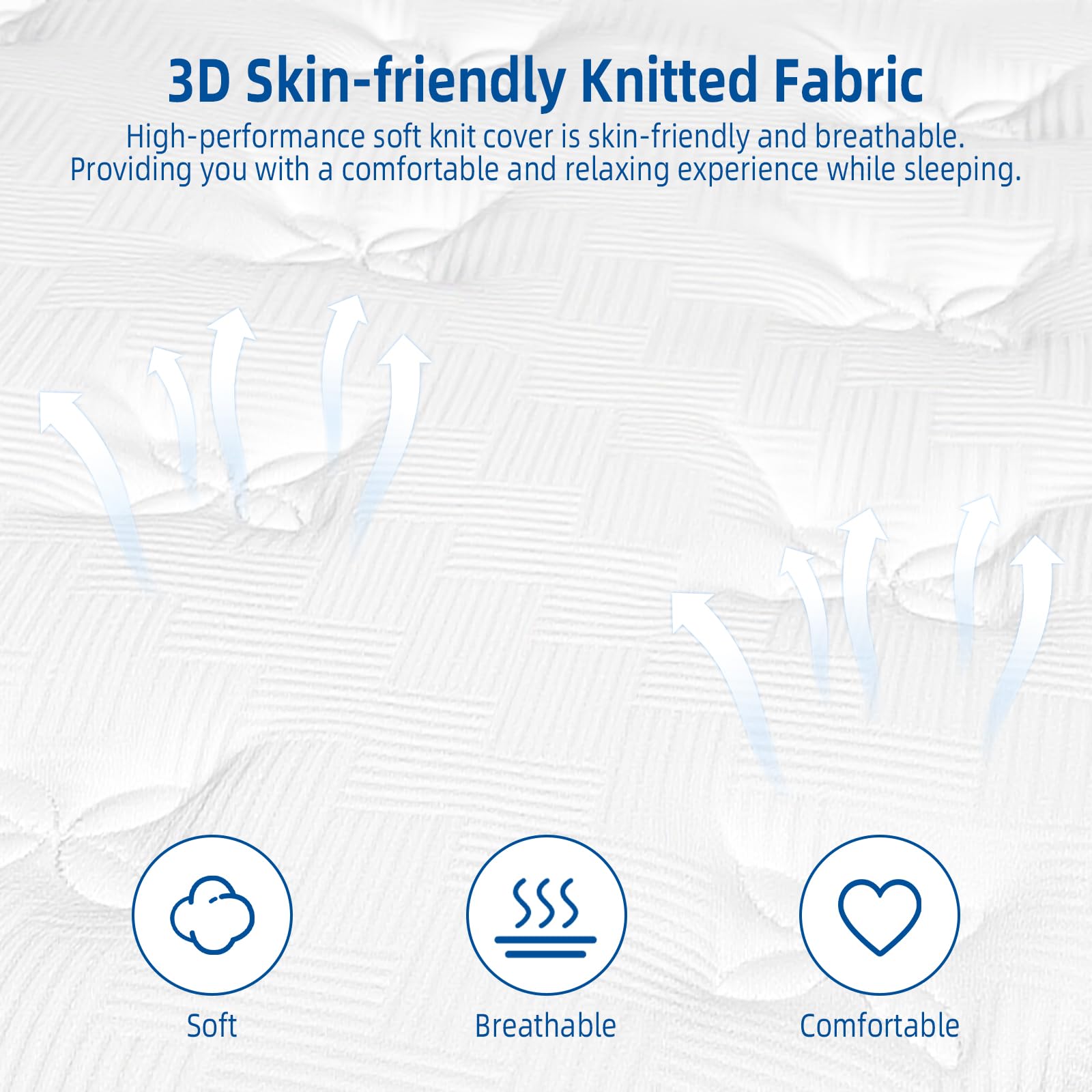Lavfine Double Mattresses - 4FT6, Memory Foam Mattress with Pocket Springs Hybrid, Medium Support, Motion Isolation, Breathable Soft Fabric