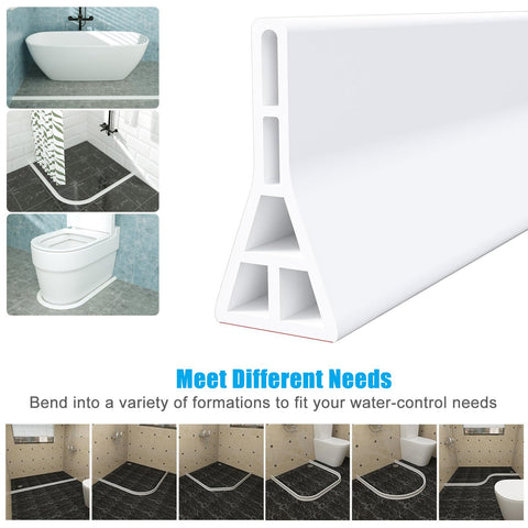 1.5M Wet Room Floor Barrier, 8.9cm Height TPE Curved Shower Threshold Water Barrier, Wet Room Shower Seal Strip