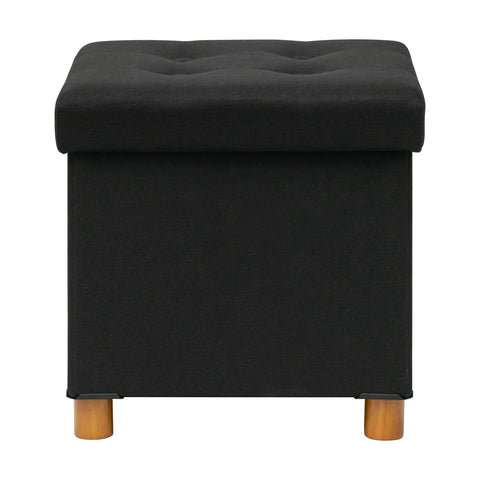 Bonlife Ottoman with Tray, Foldable Storage Box with Wooden Legs