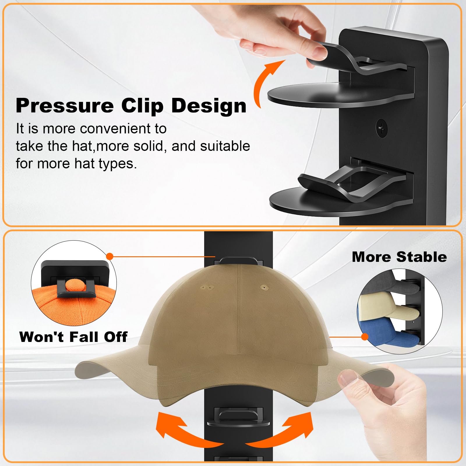 2 Pack Hat Storage for Baseball Caps, Hat Rack holder for Wall Closet Door