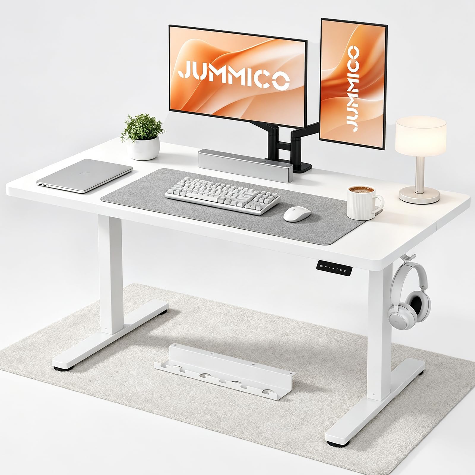JUMMICO Electric Height Adjustable Desk, 140x70cm,White