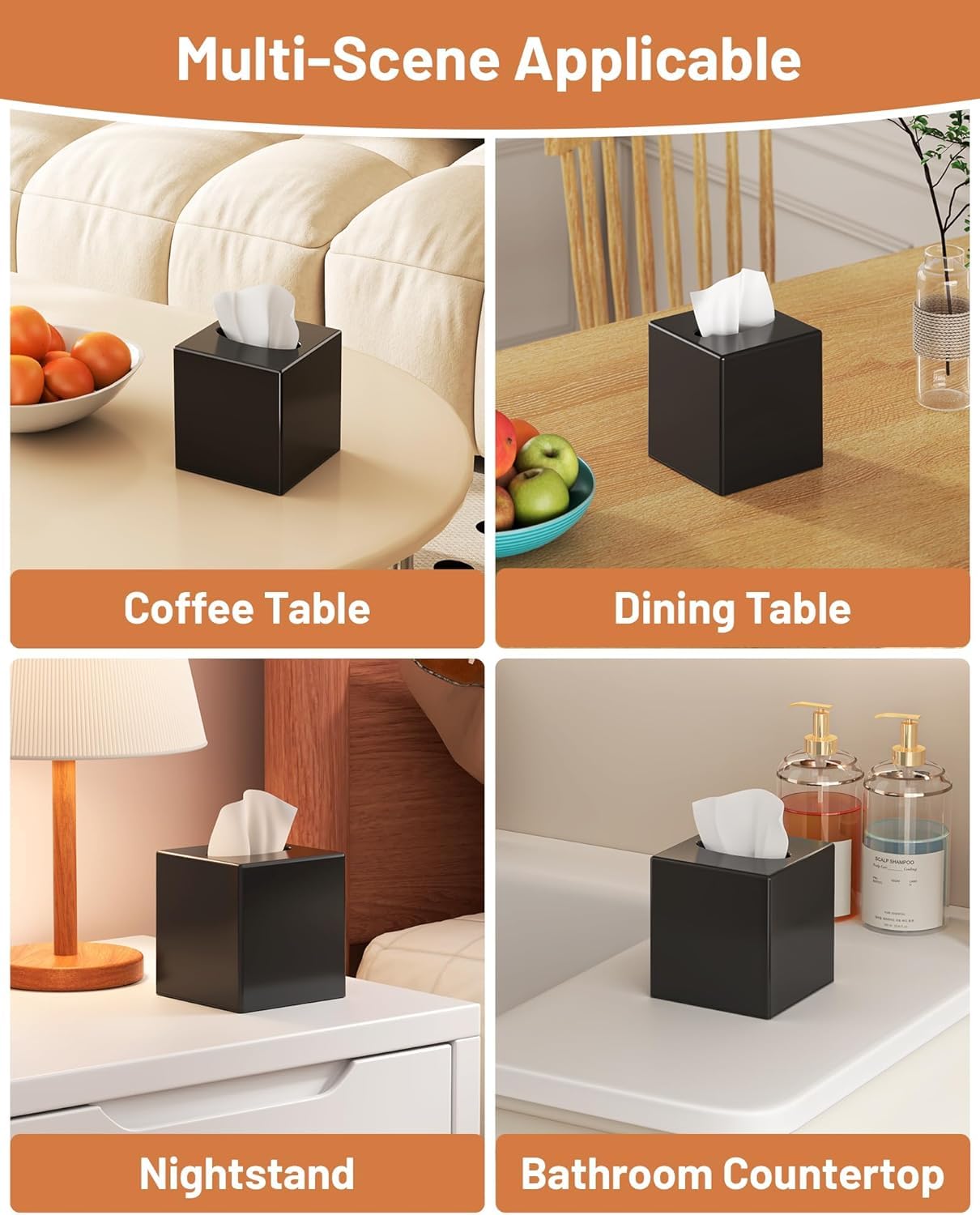 Tissue Box Cover - Modern Square Facial Tissue Holder, Sleek Acrylic Design