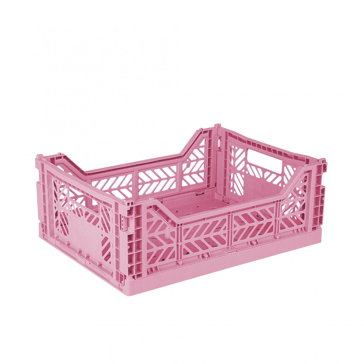 AYKASA Ay-Kasa Folding Crate, Sturdy Folding Box, Plastic, Stackable, Baby Pink, Midi (40 x 30 x 14 cm)
