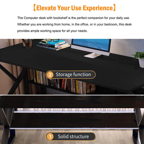 100cm Computer Desk with Bookshelf, Black Willow, Home Office Desk
