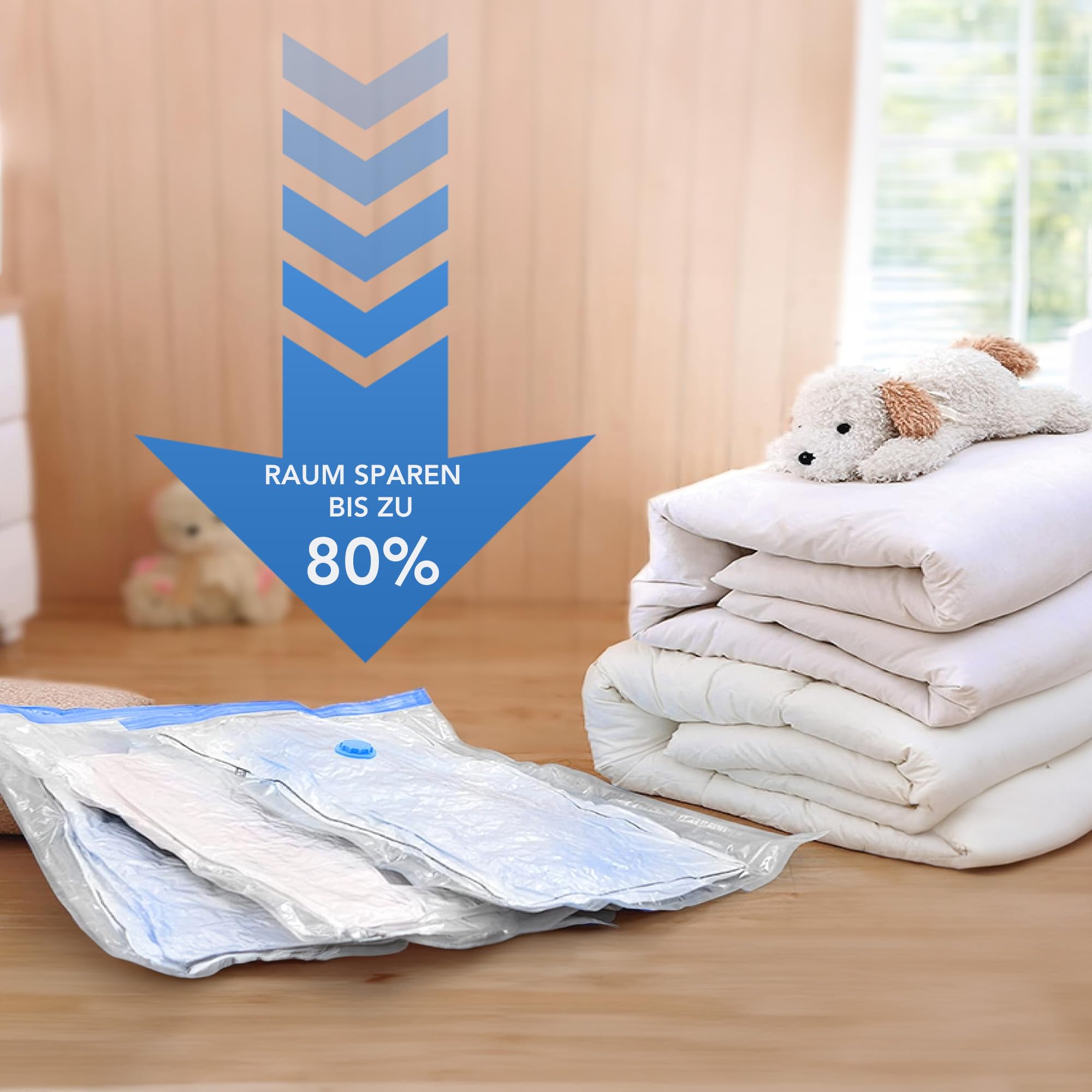 SKERITO Vacuum Bags for Clothes, 8 Jumbo, 100 x 80 cm, Storage Bag, Travel Vacuum Reusable Clothes Bag with Hand Pump