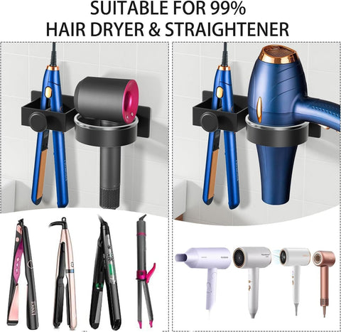 CHAMSUREUK Hair Dryer & Straightener Holder, Hairdryer Holder Wall Mounted